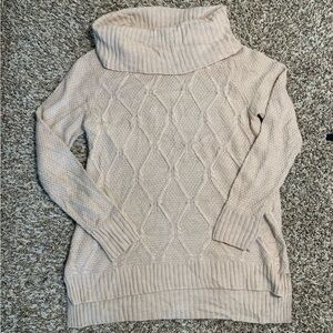 Faded Glory Women’s Cream Oatmeal Heather Cowl Neck Pullover Sweater Size S
